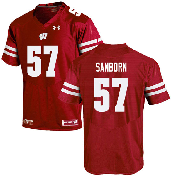 Men #57 Jack Sanborn Wisconsin Badgers College Football Jerseys Sale-Red - Click Image to Close